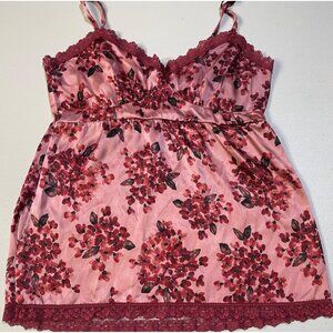 Marilyn Monroe Womens Floral Lace Trim Cami Top S Pink & Burgundy